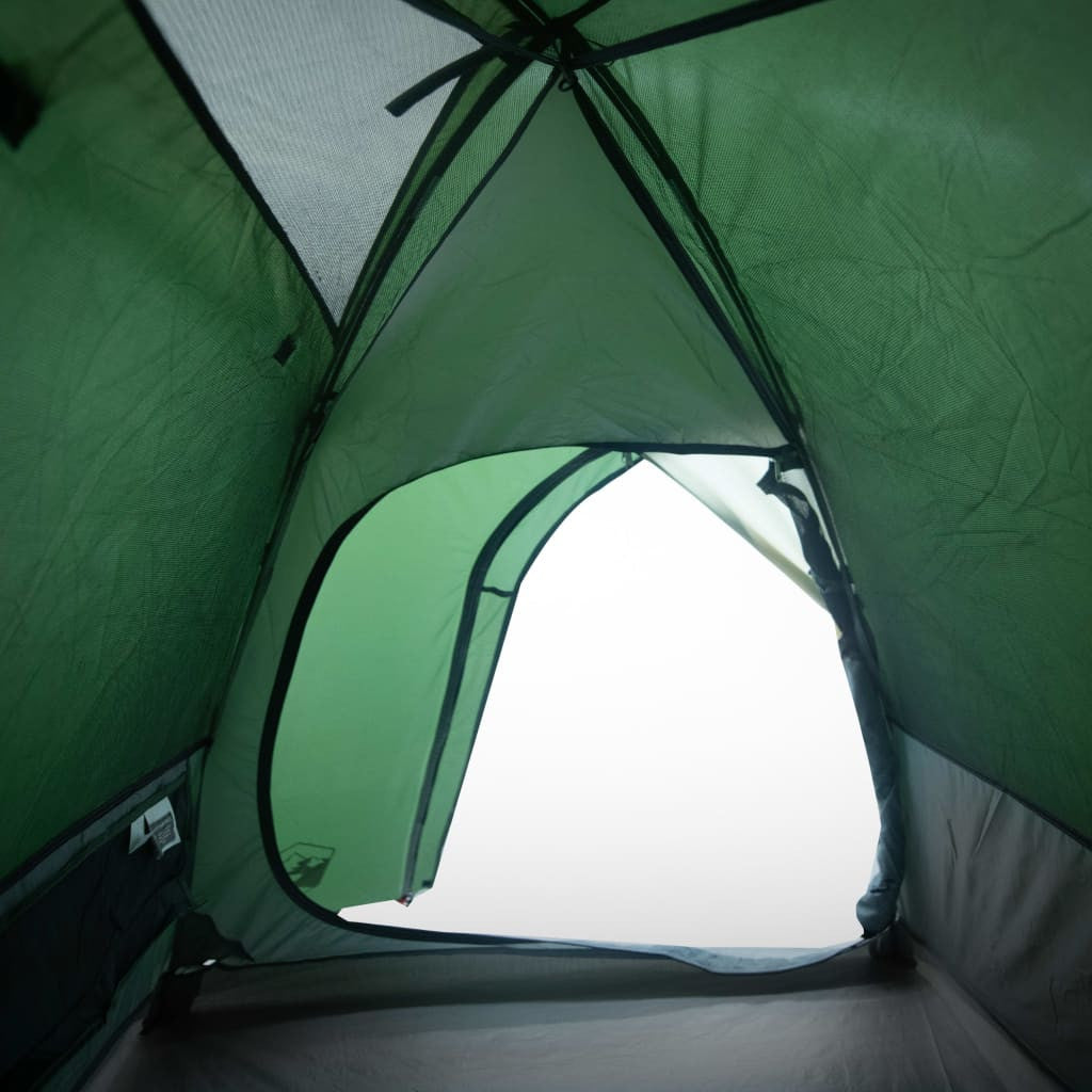 Camping tält för 4 personer, grönt, 267x272x145 cm, 185T taffeta