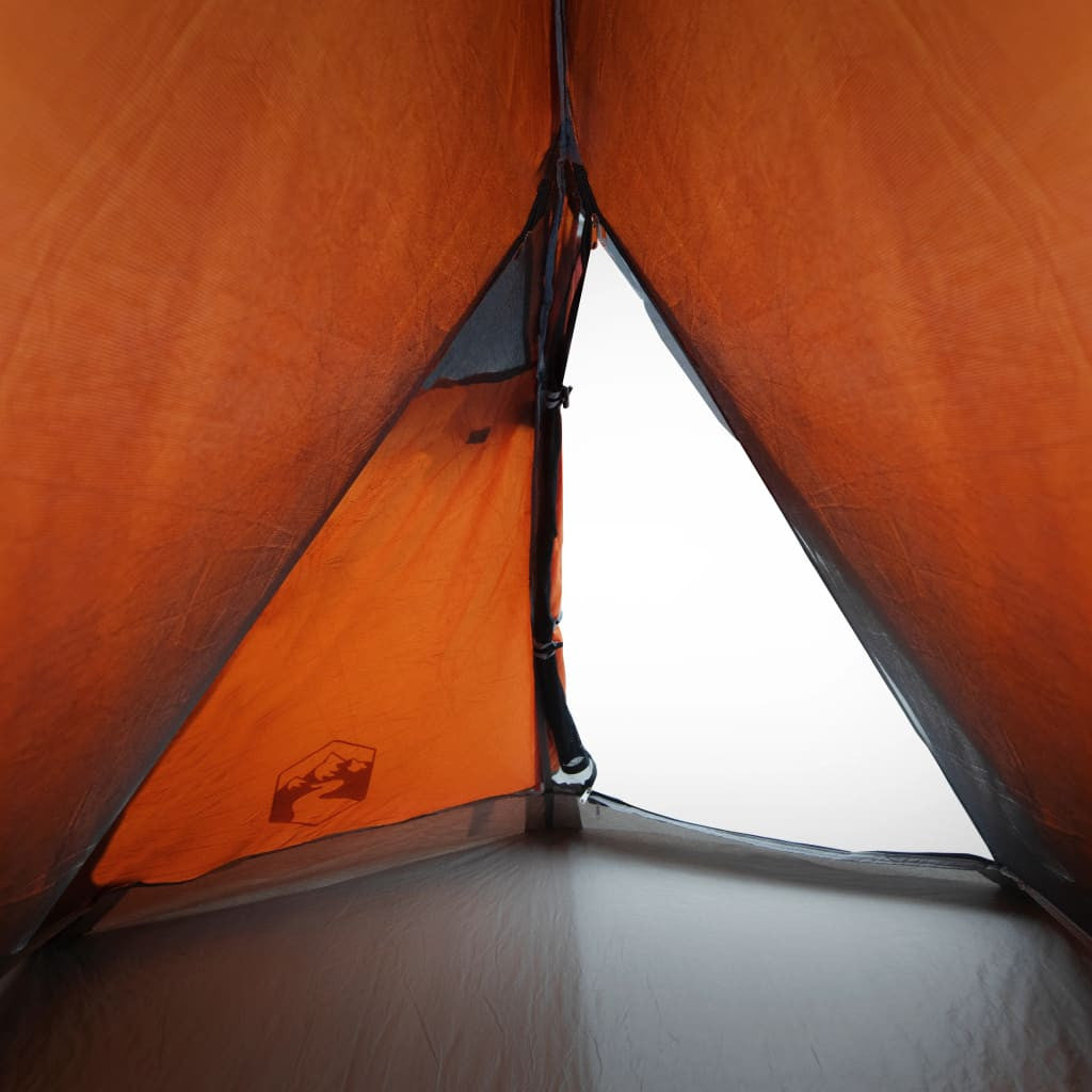 Resetält för 2 personer, grå/orange, 267x154x117 cm, 185T taft