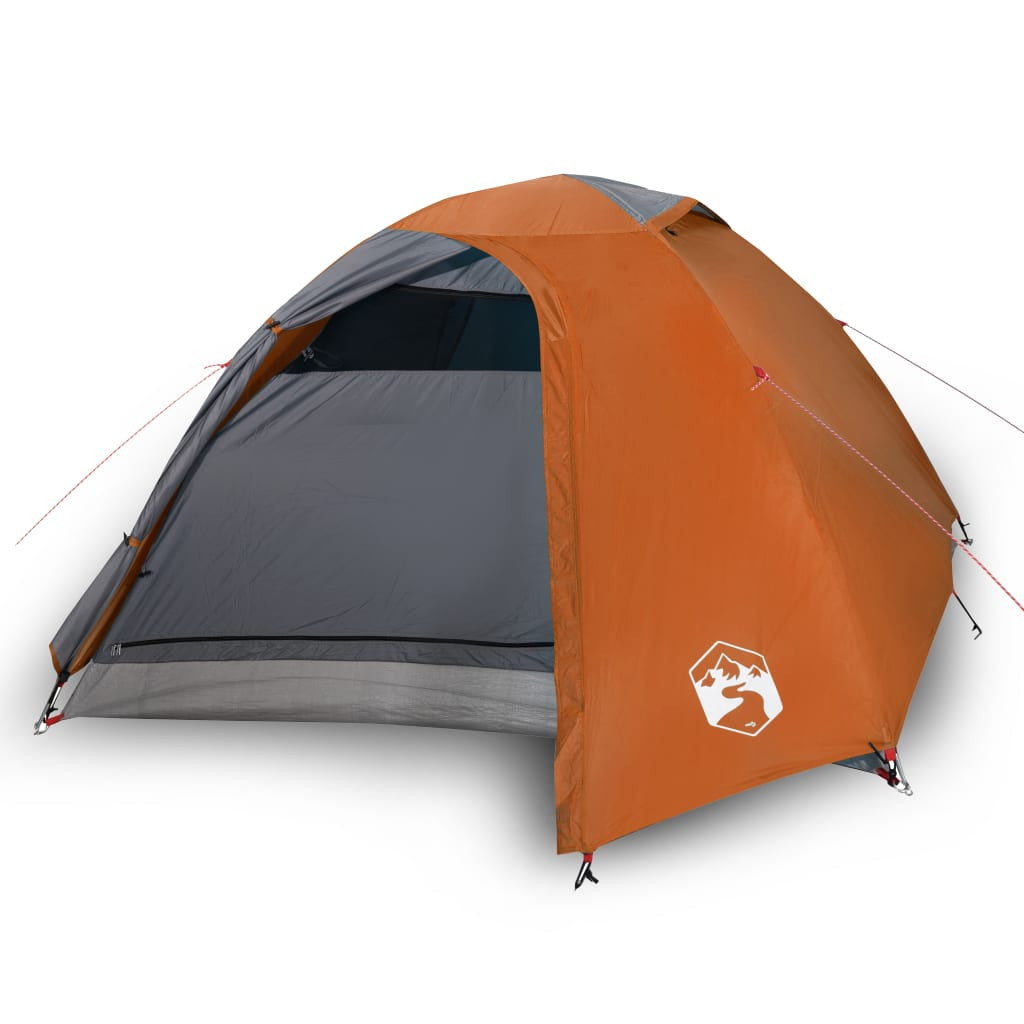 Camping tält för 4 personer, grå/orange, 267x272x145 cm, 185T taffeta