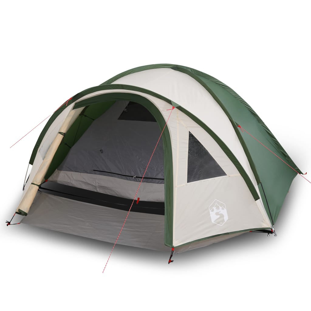 Camping tält för 4 personer, grönt, 300x250x132 cm, 185T taffeta