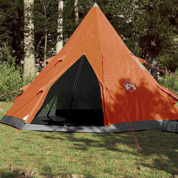 Camping tält för 4 personer, grå/orange, 367x367x259 cm, 185T taffeta