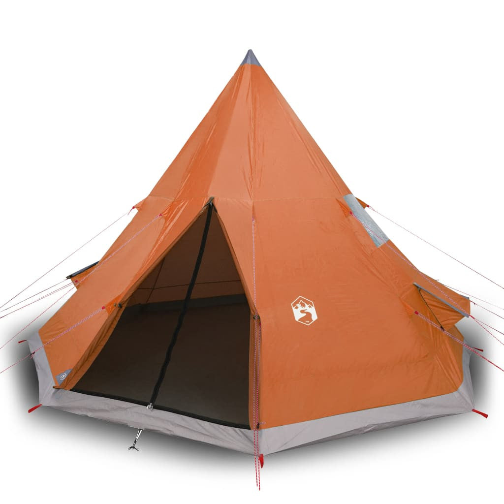 Camping tält för 4 personer, grå/orange, 367x367x259 cm, 185T taffeta