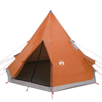 Camping tält för 4 personer, grå/orange, 367x367x259 cm, 185T taffeta