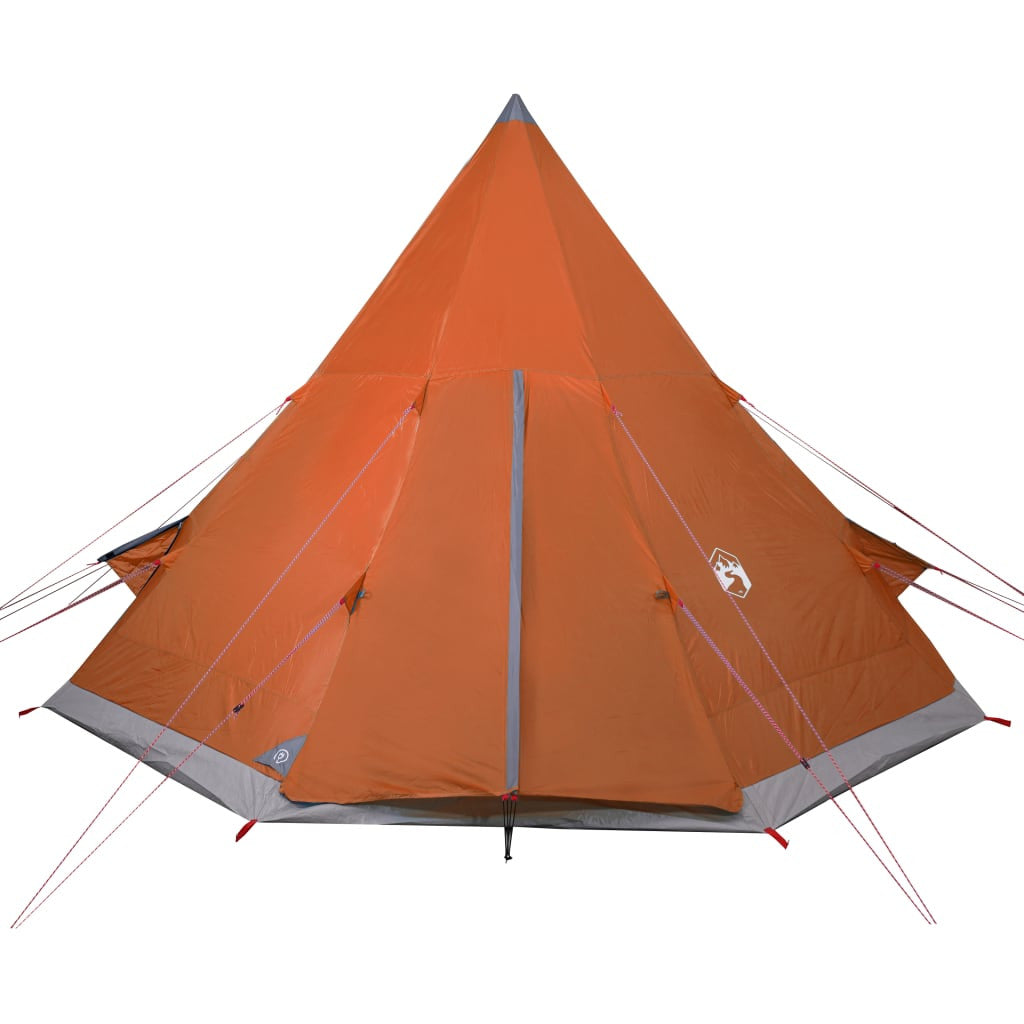 Camping tält för 4 personer, grå/orange, 367x367x259 cm, 185T taffeta