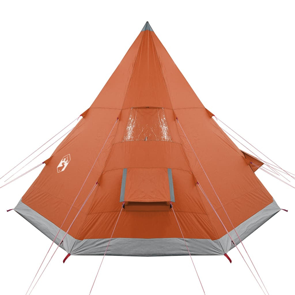 Camping tält för 4 personer, grå/orange, 367x367x259 cm, 185T taffeta
