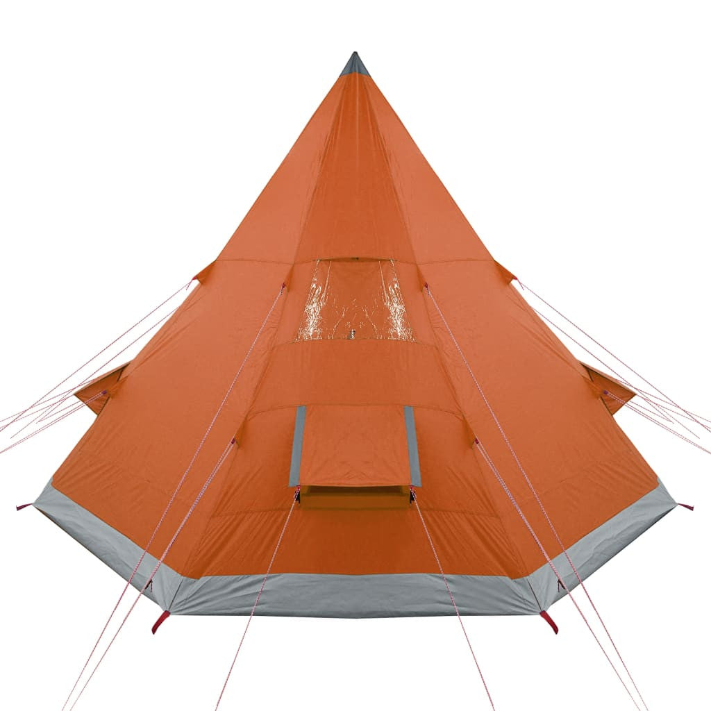 Camping tält för 4 personer, grå/orange, 367x367x259 cm, 185T taffeta