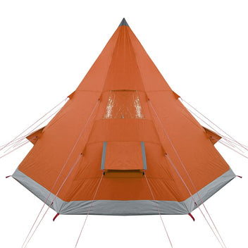 Camping tält för 4 personer, grå/orange, 367x367x259 cm, 185T taffeta
