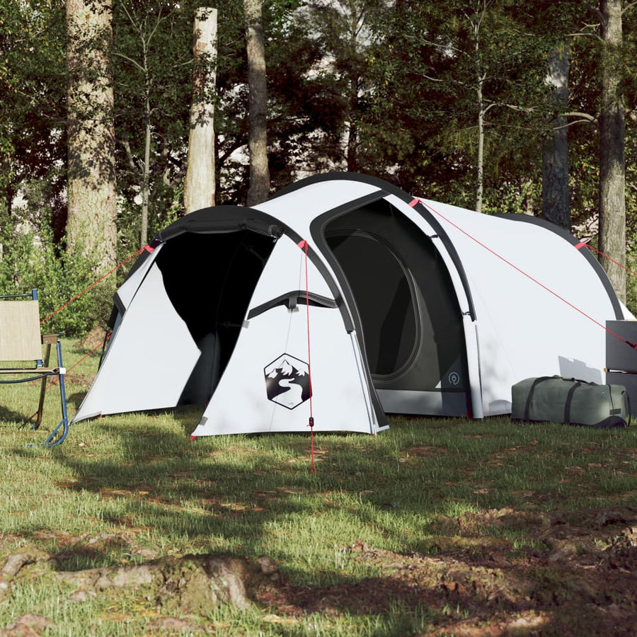 Camping tält för 4 personer, vitt, 360x135x105 cm, 185T taffeta
