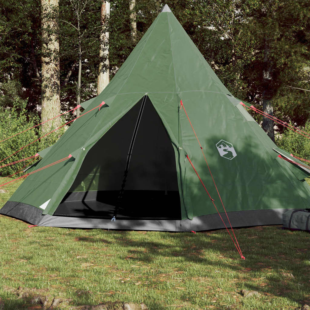 Camping tält för 4 personer, grönt, 367x367x259 cm, 185T taffeta
