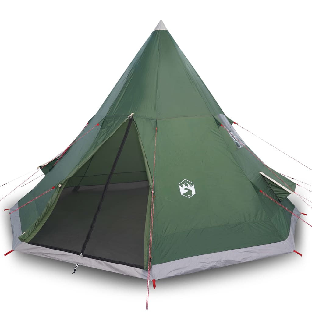 Camping tält för 4 personer, grönt, 367x367x259 cm, 185T taffeta