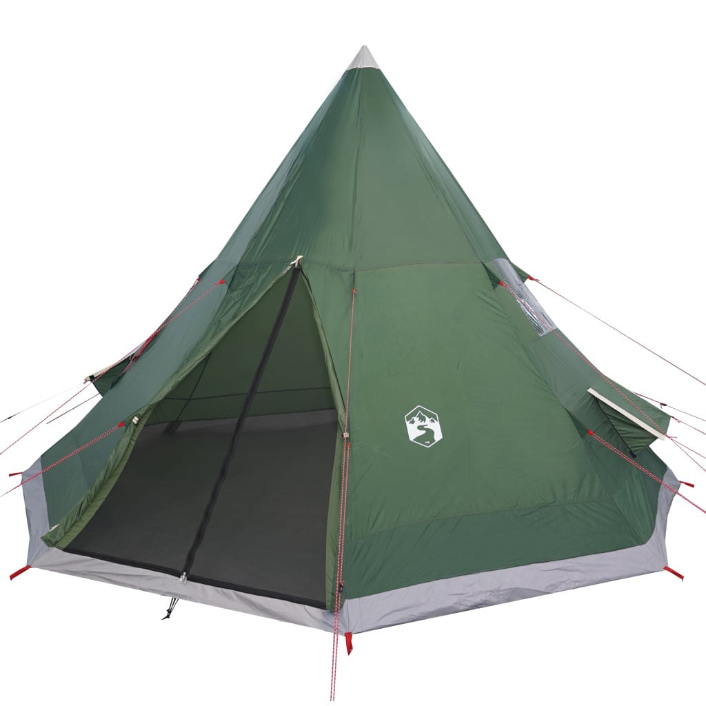 Camping tält för 4 personer, grönt, 367x367x259 cm, 185T taffeta