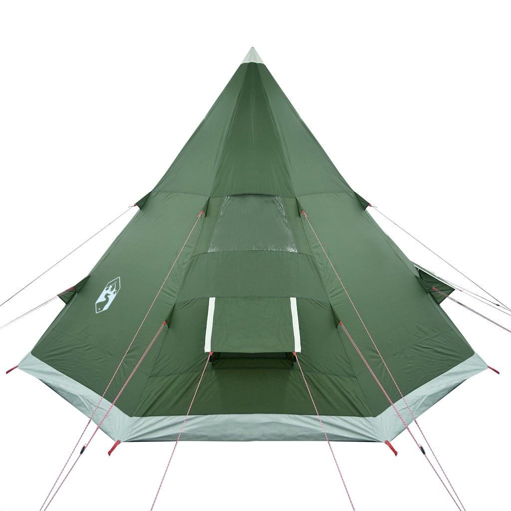 Camping tält för 4 personer, grönt, 367x367x259 cm, 185T taffeta