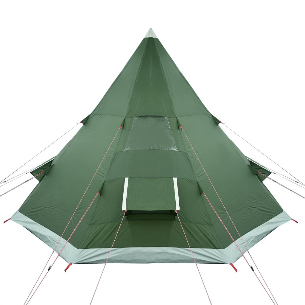 Camping tält för 4 personer, grönt, 367x367x259 cm, 185T taffeta