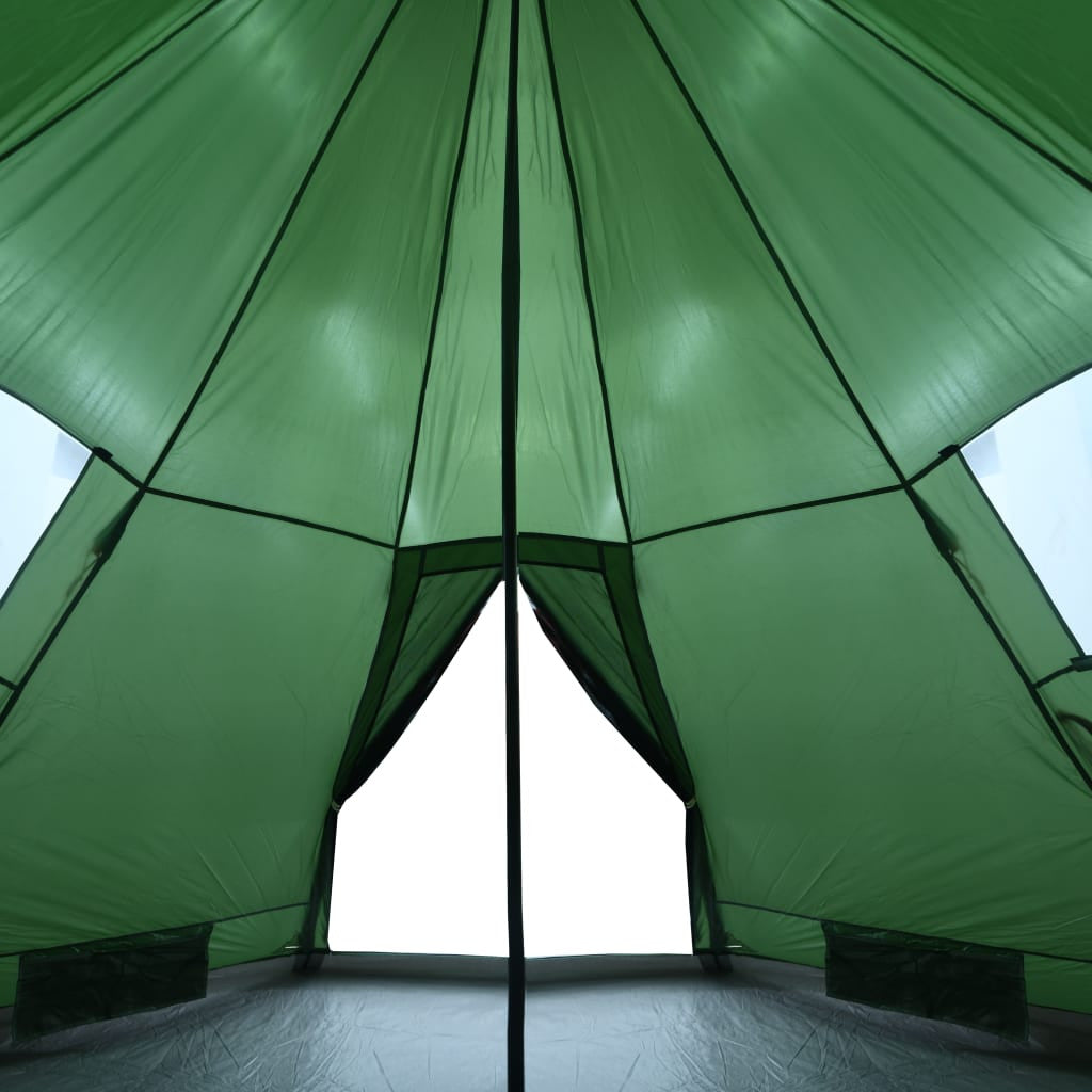 Camping tält för 4 personer, grönt, 367x367x259 cm, 185T taffeta
