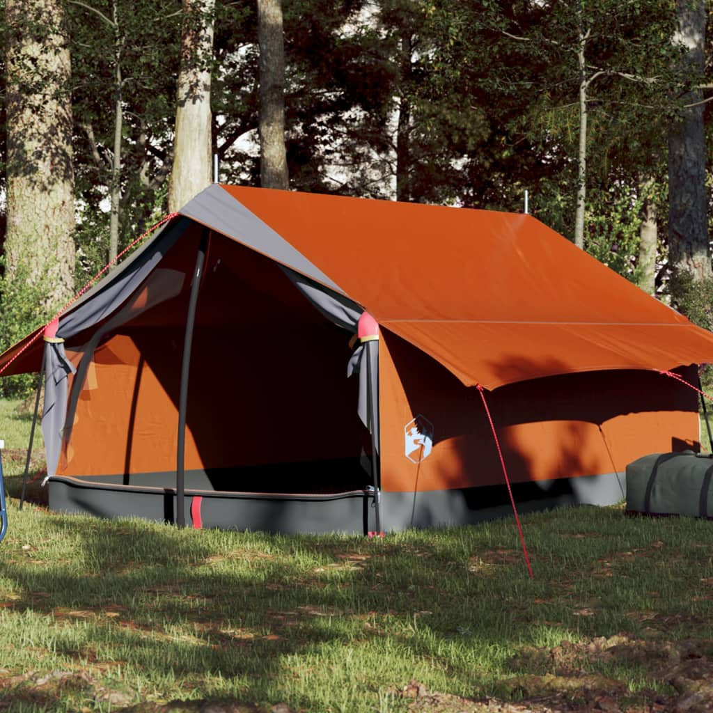 Resetält för 2 personer, grå/orange, 193x122x96 cm, 185T taffeta