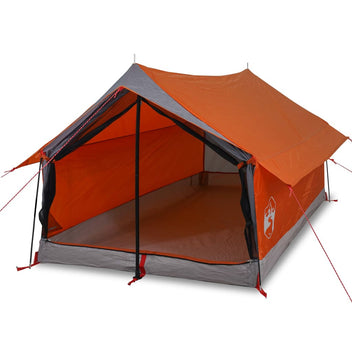 Resetält för 2 personer, grå/orange, 193x122x96 cm, 185T taffeta