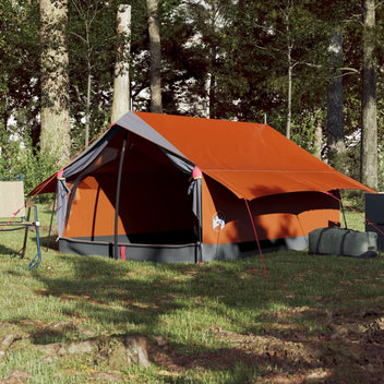Resetält för 2 personer, grå/orange, 193x122x96 cm, 185T taffeta
