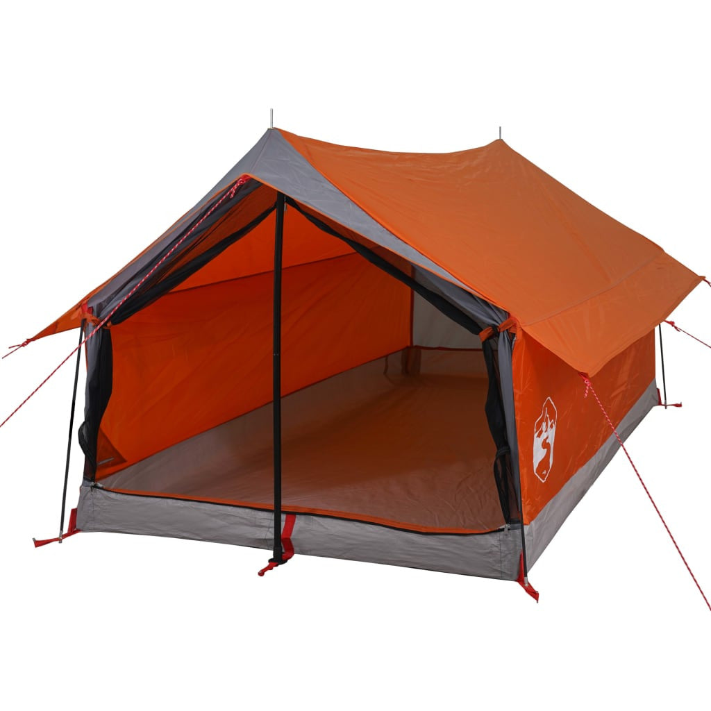 Resetält för 2 personer, grå/orange, 193x122x96 cm, 185T taffeta