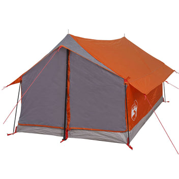 Resetält för 2 personer, grå/orange, 193x122x96 cm, 185T taffeta