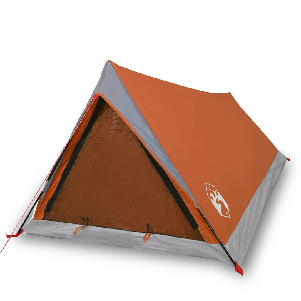 Resetält för 2 personer, grå/orange, 200x120x88/62 cm, 185T taft