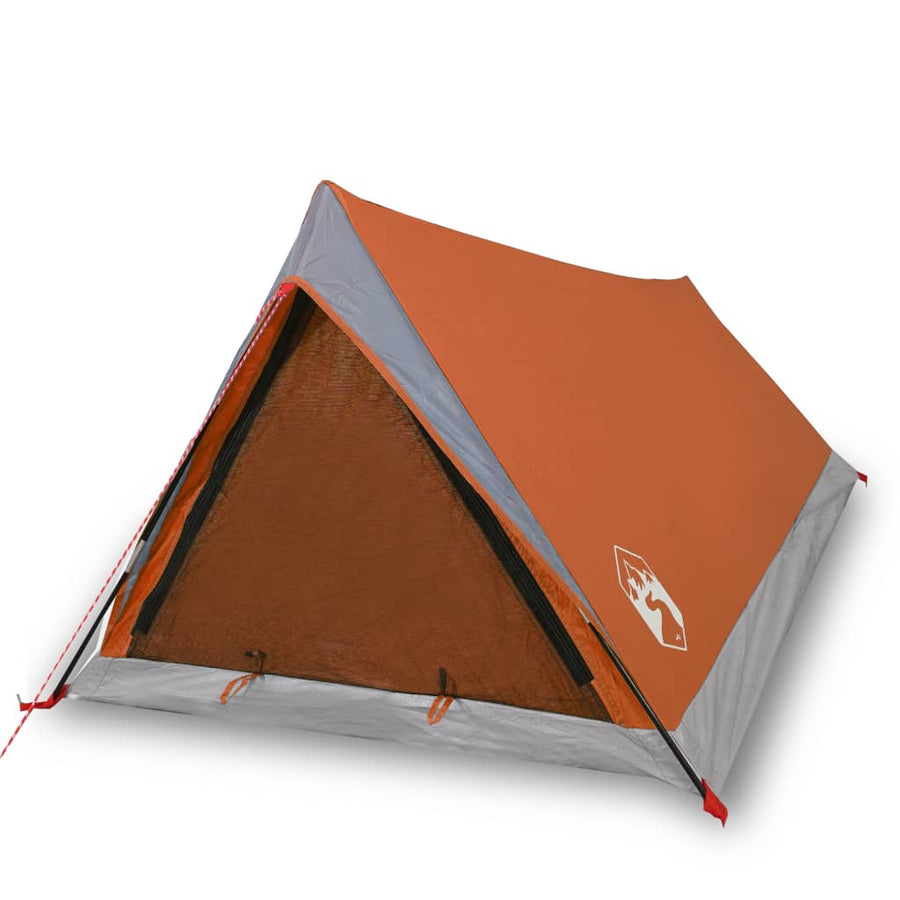 Resetält för 2 personer, grå/orange, 200x120x88/62 cm, 185T taft