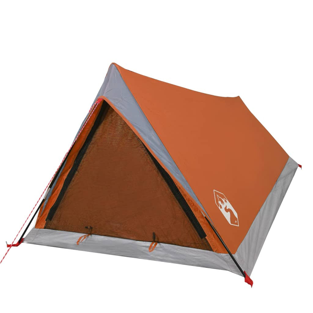 Resetält för 2 personer, grå/orange, 200x120x88/62 cm, 185T taft