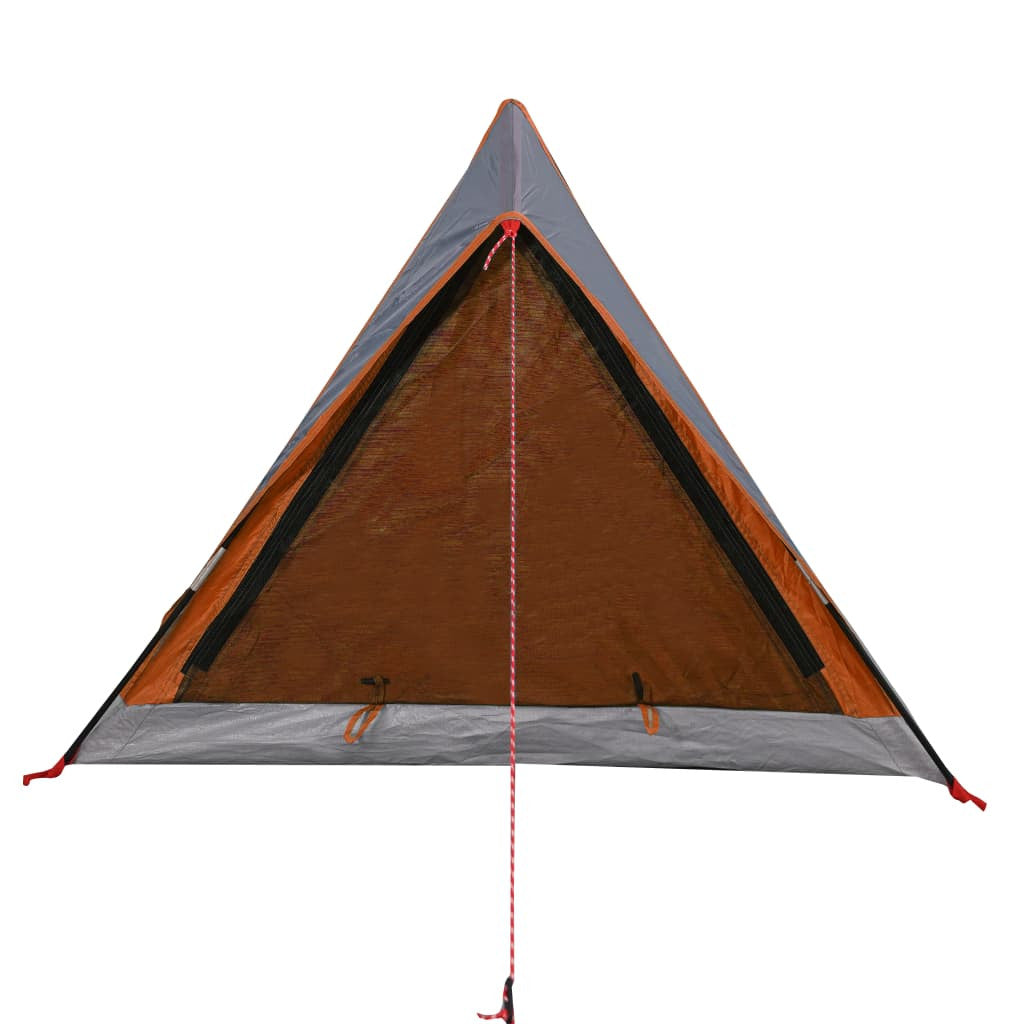 Resetält för 2 personer, grå/orange, 200x120x88/62 cm, 185T taft