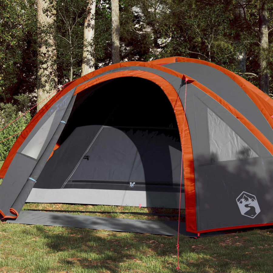 Campingtält för 4 personer, grå/orange, 300x250x132 cm, 185T taft