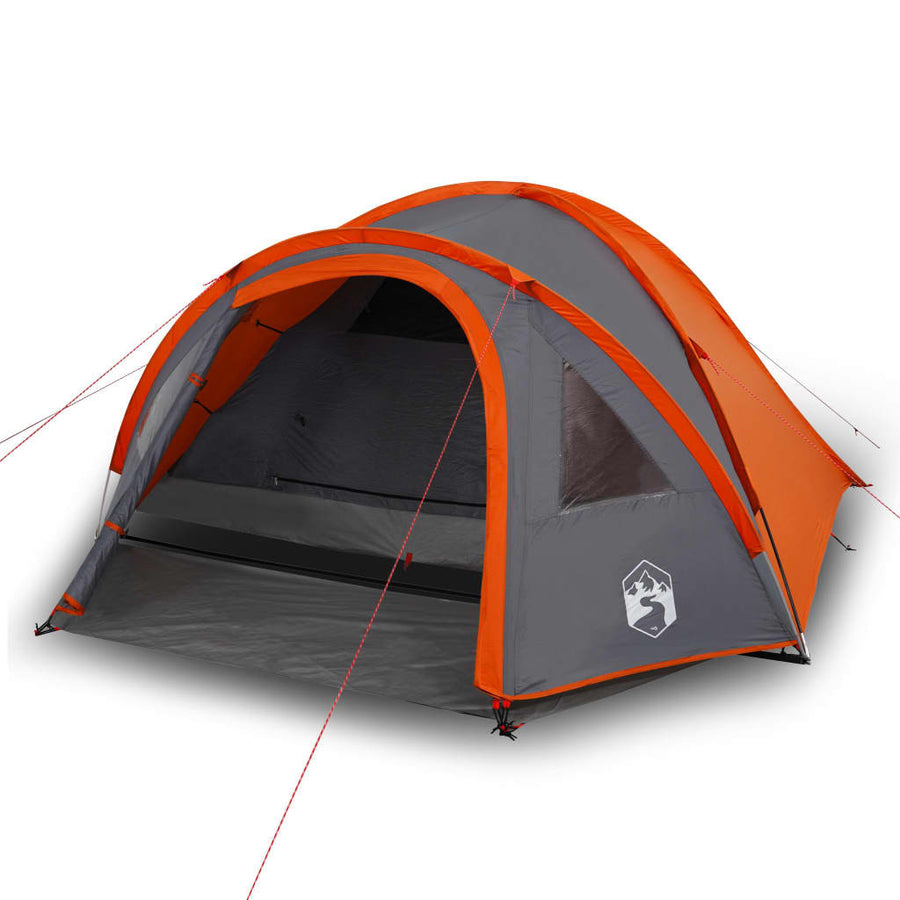 Campingtält för 4 personer, grå/orange, 300x250x132 cm, 185T taft