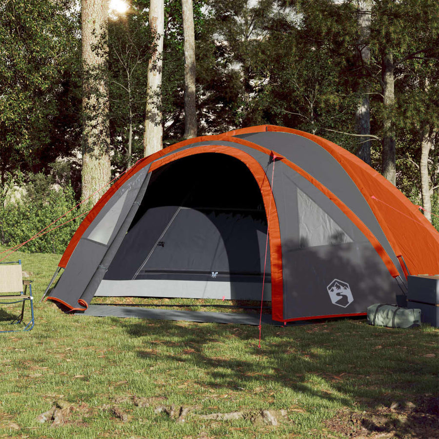 Campingtält för 4 personer, grå/orange, 300x250x132 cm, 185T taft