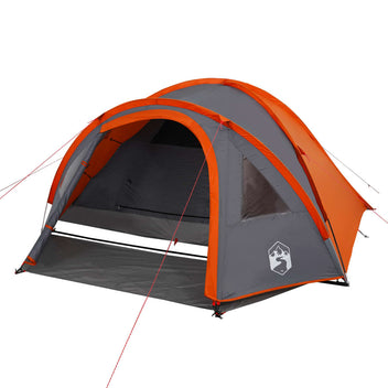 Campingtält för 4 personer, grå/orange, 300x250x132 cm, 185T taft