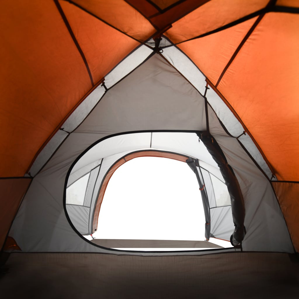 Campingtält för 4 personer, grå/orange, 300x250x132 cm, 185T taft