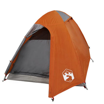 Resetält för 2 personer, grå/orange, 254x135x112 cm, 185T taft