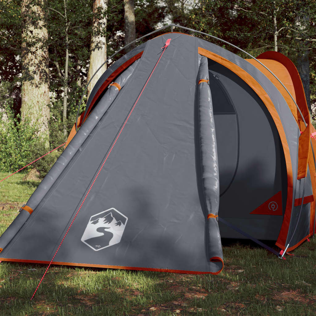 Resetält för 2 personer, grå/orange, 320x140x120 cm, 185T taffeta