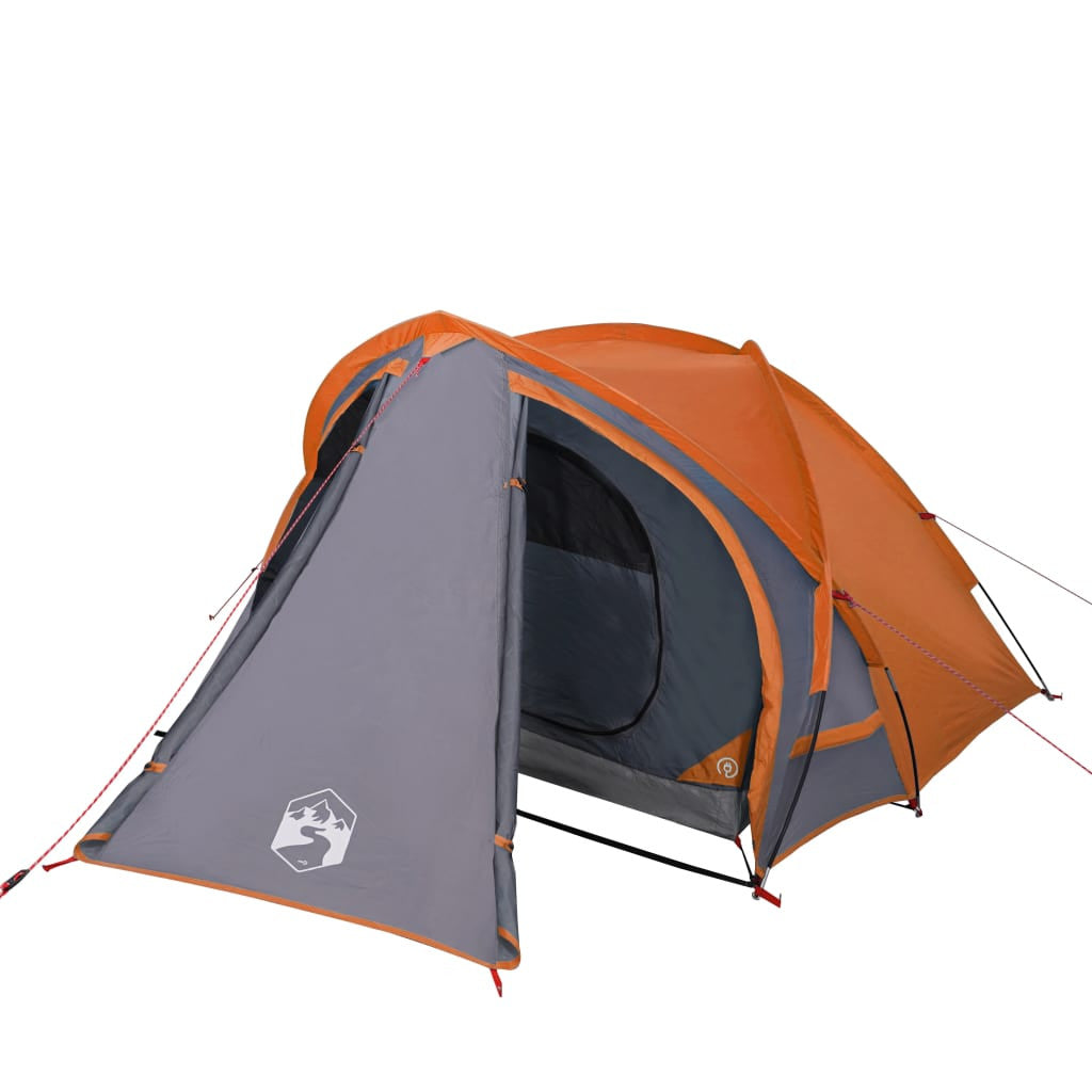 Resetält för 2 personer, grå/orange, 320x140x120 cm, 185T taffeta