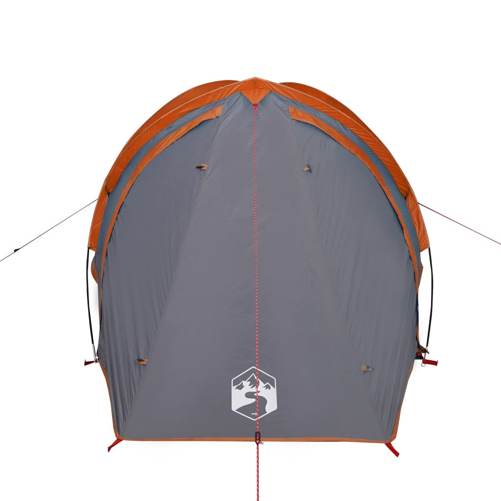 Resetält för 2 personer, grå/orange, 320x140x120 cm, 185T taffeta