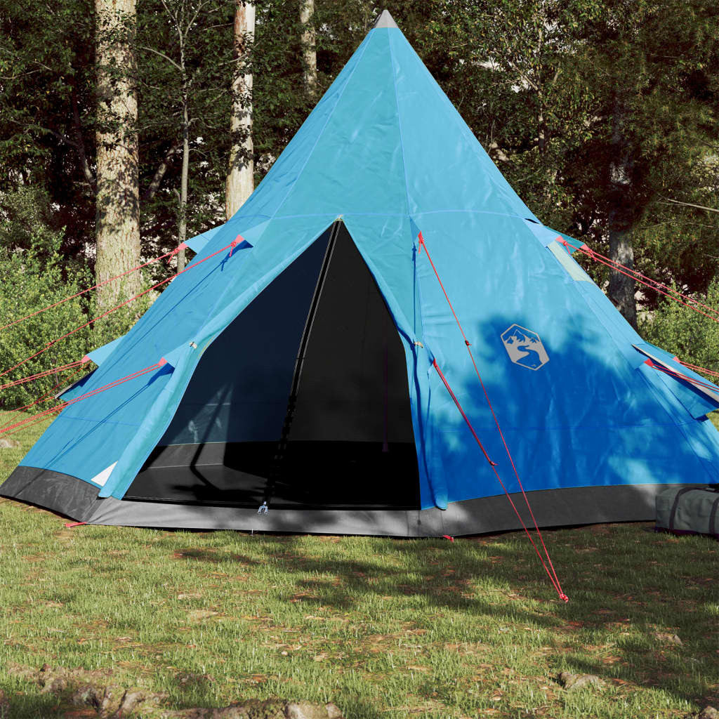 Camping tält för 4 personer, blått, 367x367x259 cm, 185T taffeta