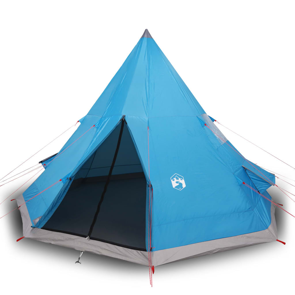 Camping tält för 4 personer, blått, 367x367x259 cm, 185T taffeta