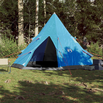 Camping tält för 4 personer, blått, 367x367x259 cm, 185T taffeta