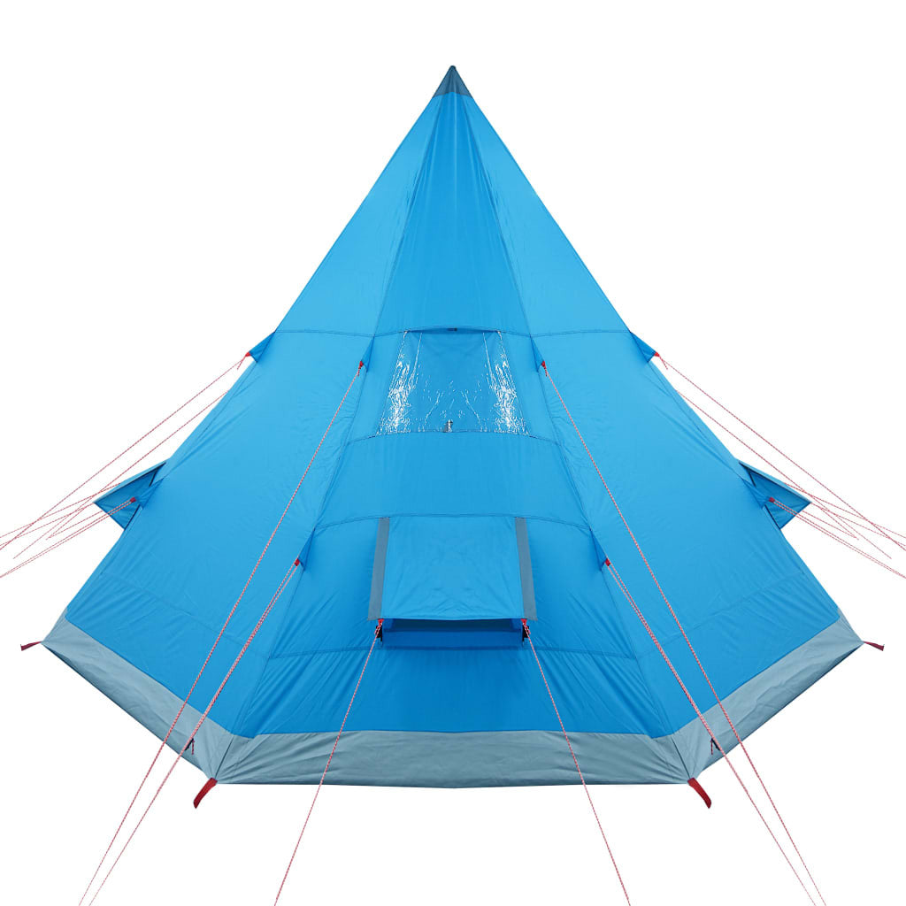 Camping tält för 4 personer, blått, 367x367x259 cm, 185T taffeta