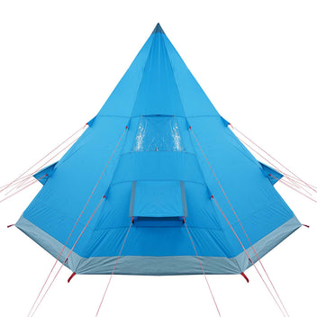 Camping tält för 4 personer, blått, 367x367x259 cm, 185T taffeta