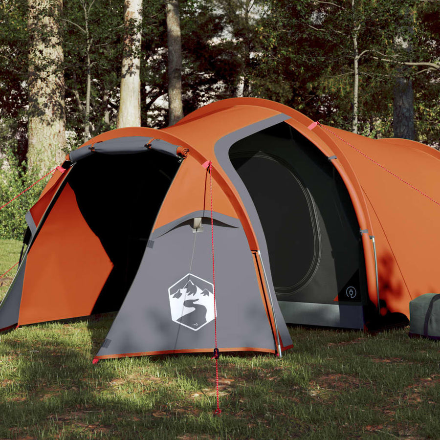 Retkiteltta 4 hengelle harmaa/oranssi 360x135x105 cm 185T tafti