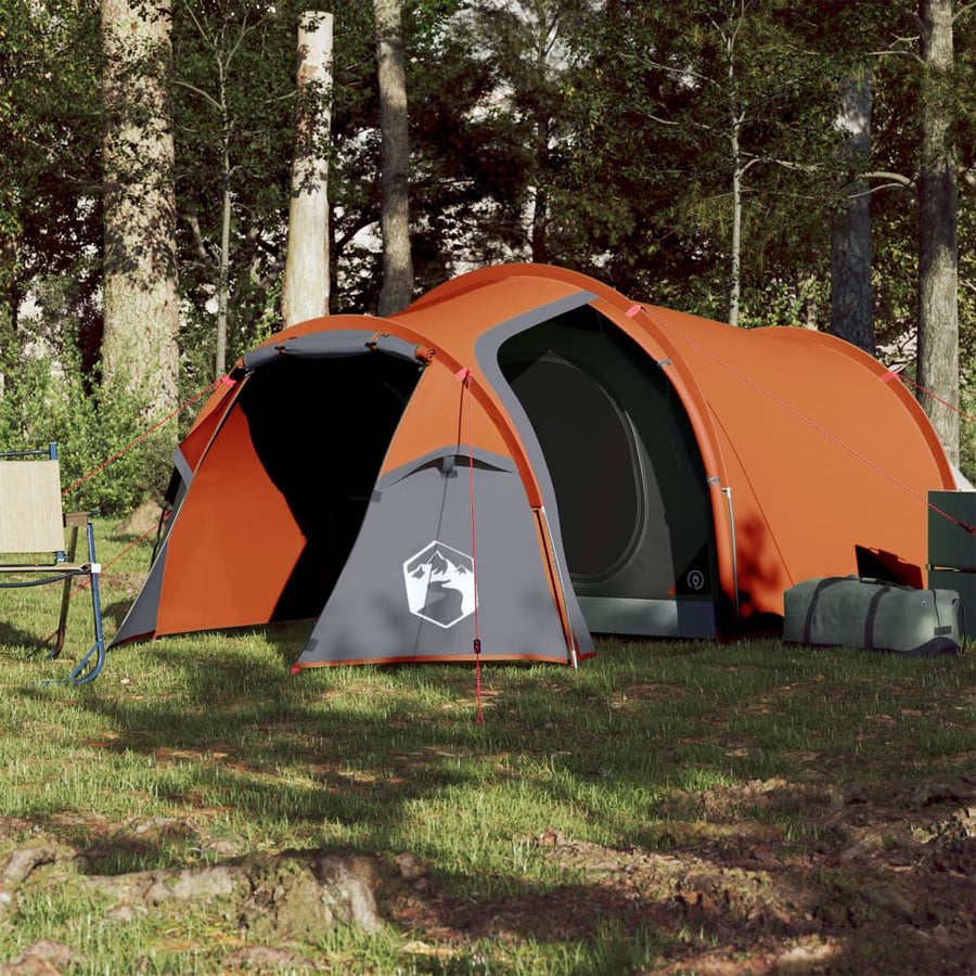 Retkiteltta 4 hengelle harmaa/oranssi 360x135x105 cm 185T tafti