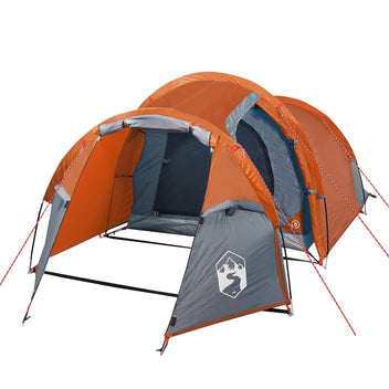 Campingtält för 4 personer, grå/orange, 360x135x105 cm, 185T taft
