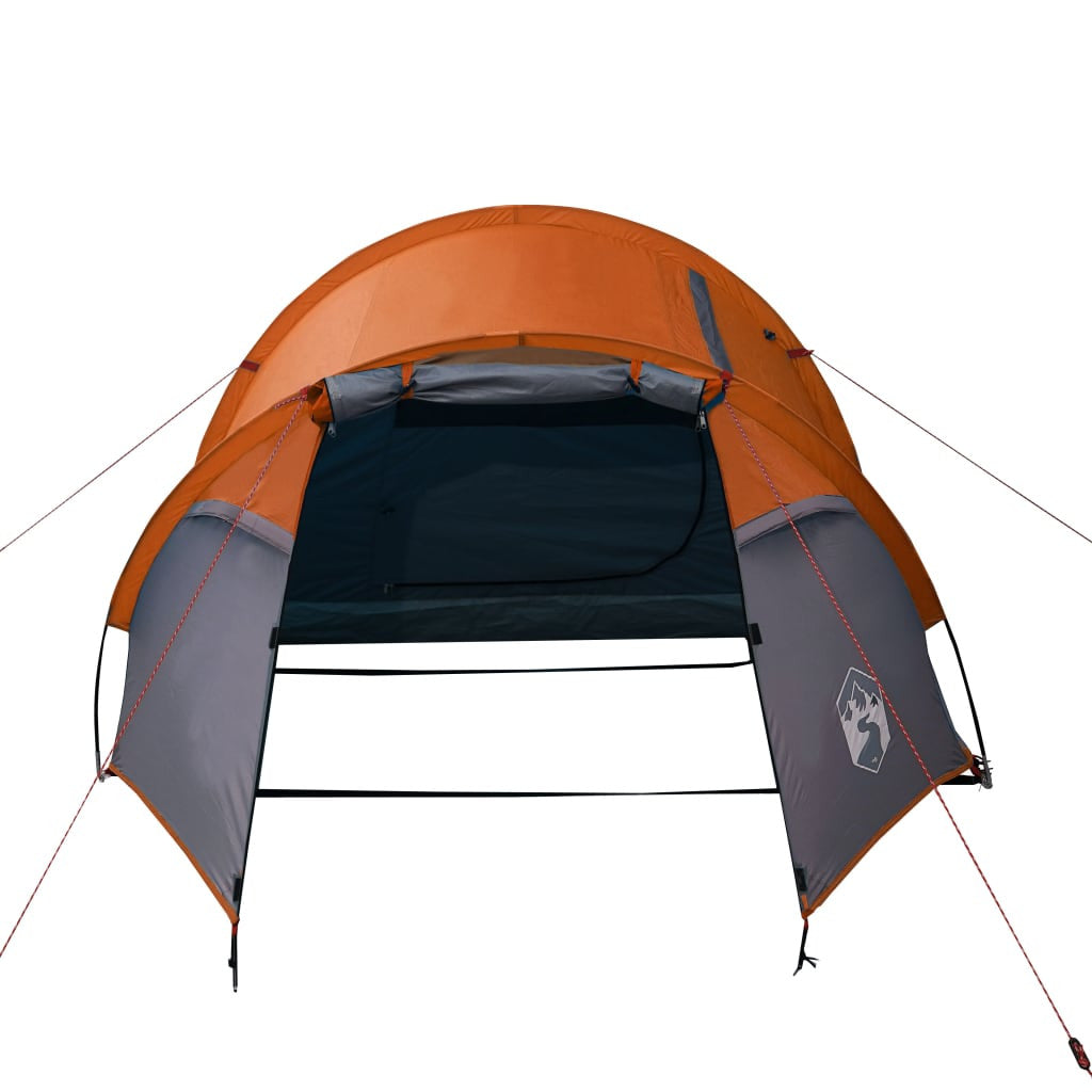 Campingtält för 4 personer, grå/orange, 360x135x105 cm, 185T taft