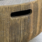 nuotiokaukalo puun kannon muotoilulla, kipinäritilä, hiiliritilä, hiillos, Ø61,5 x 39 cm.