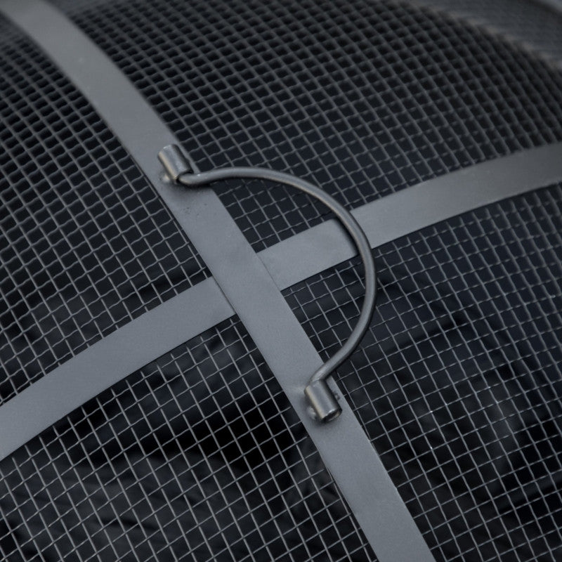 nuotiokaukalo puun kannon muotoilulla, kipinäritilä, hiiliritilä, hiillos, Ø61,5 x 39 cm.