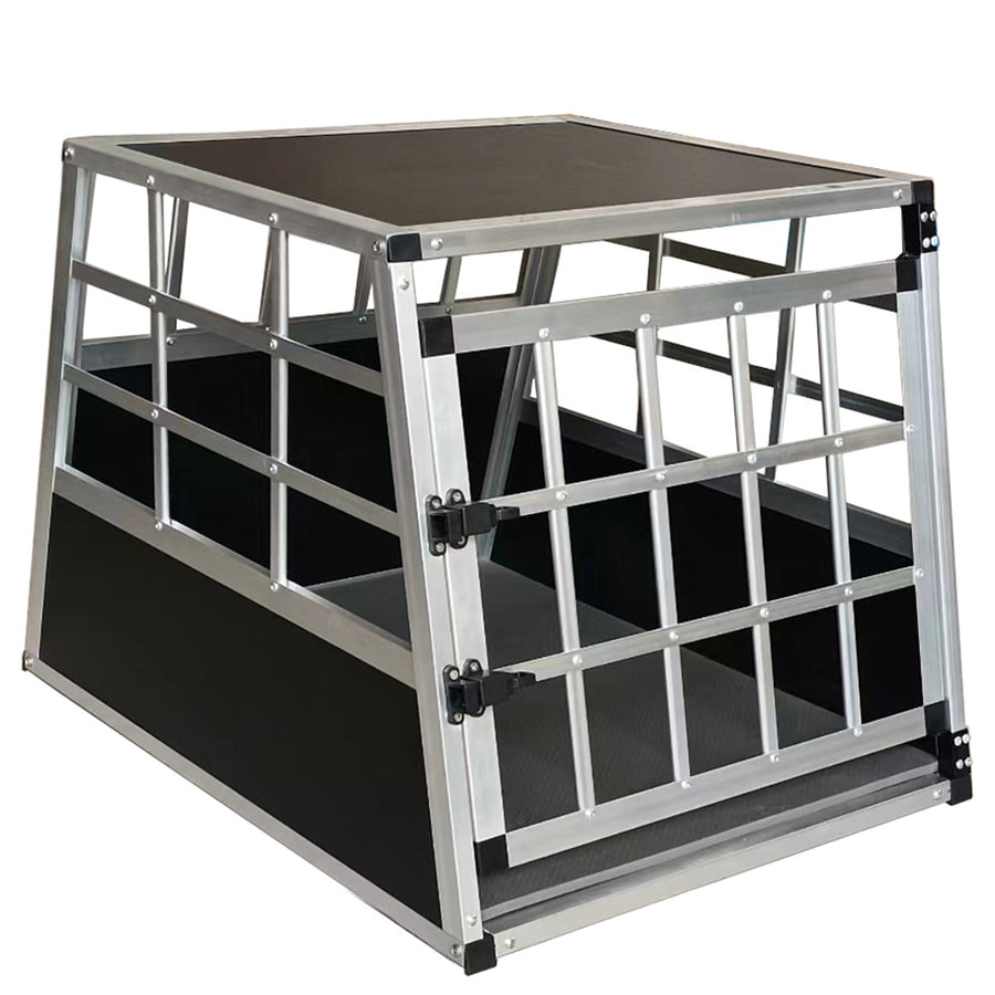Transportbur för hund till bil 69 x 54 x 50 cm – aluminiumram, MDF-botten, avfasad design