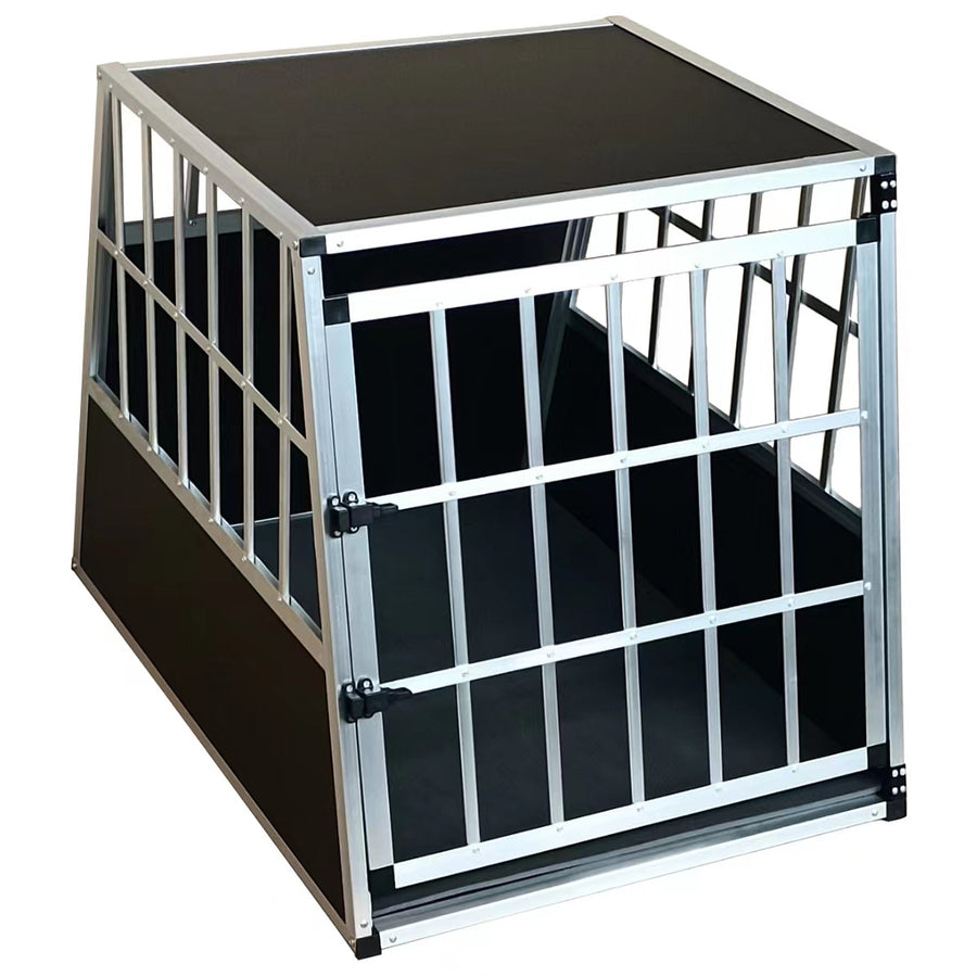 Hundbur för bil 90 x 66 x 70 cm – aluminiumram, MDF-botten, avfasad design