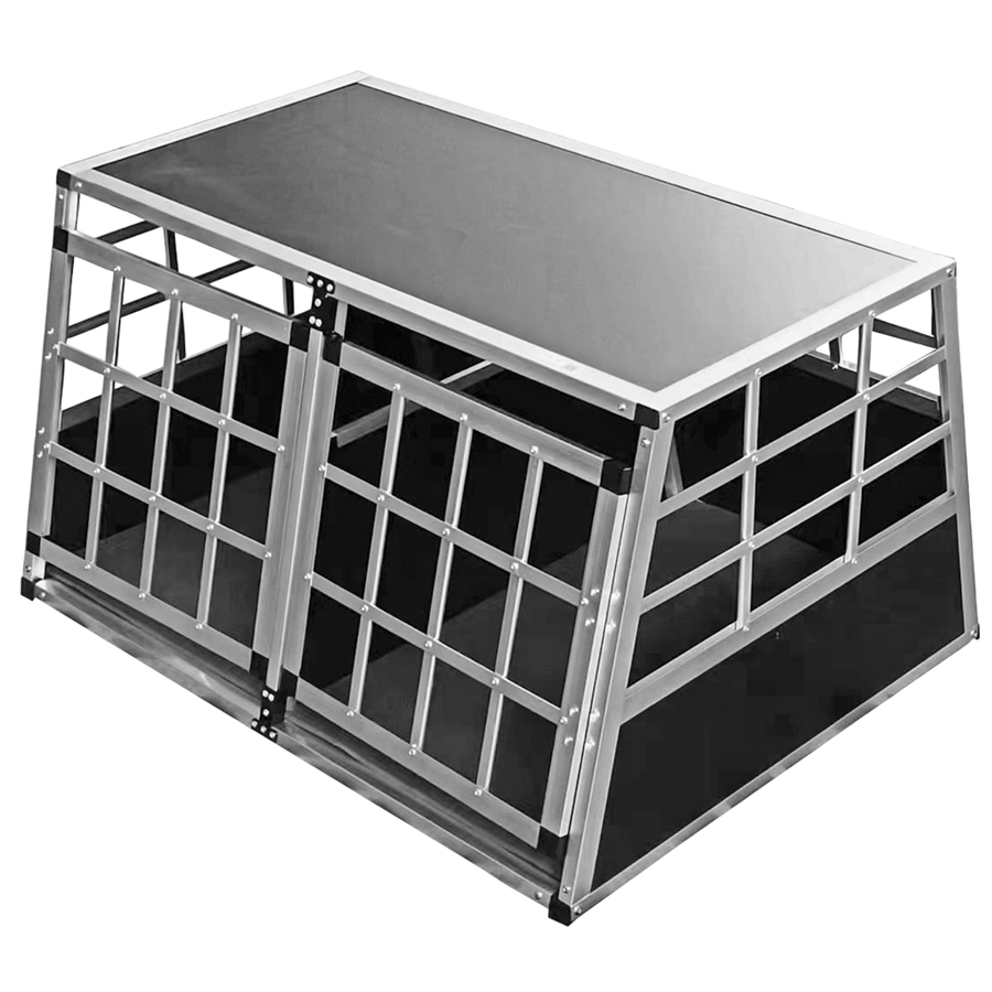 Transportbur för hundar till bilen L 69 x 89 x 50 cm – för 2 hundar, aluminiumram, skiljevägg